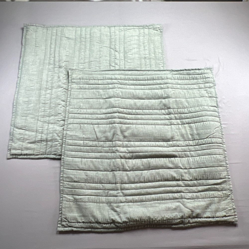 Set Of 2 Dkny Euro Square Pillow Shams Mint Green Quilted Textured (26"x 26")